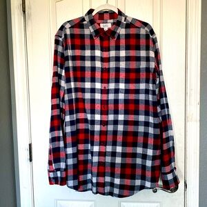 Croft & Barrow Red White Blue Plaid Flannel Long Sleeve